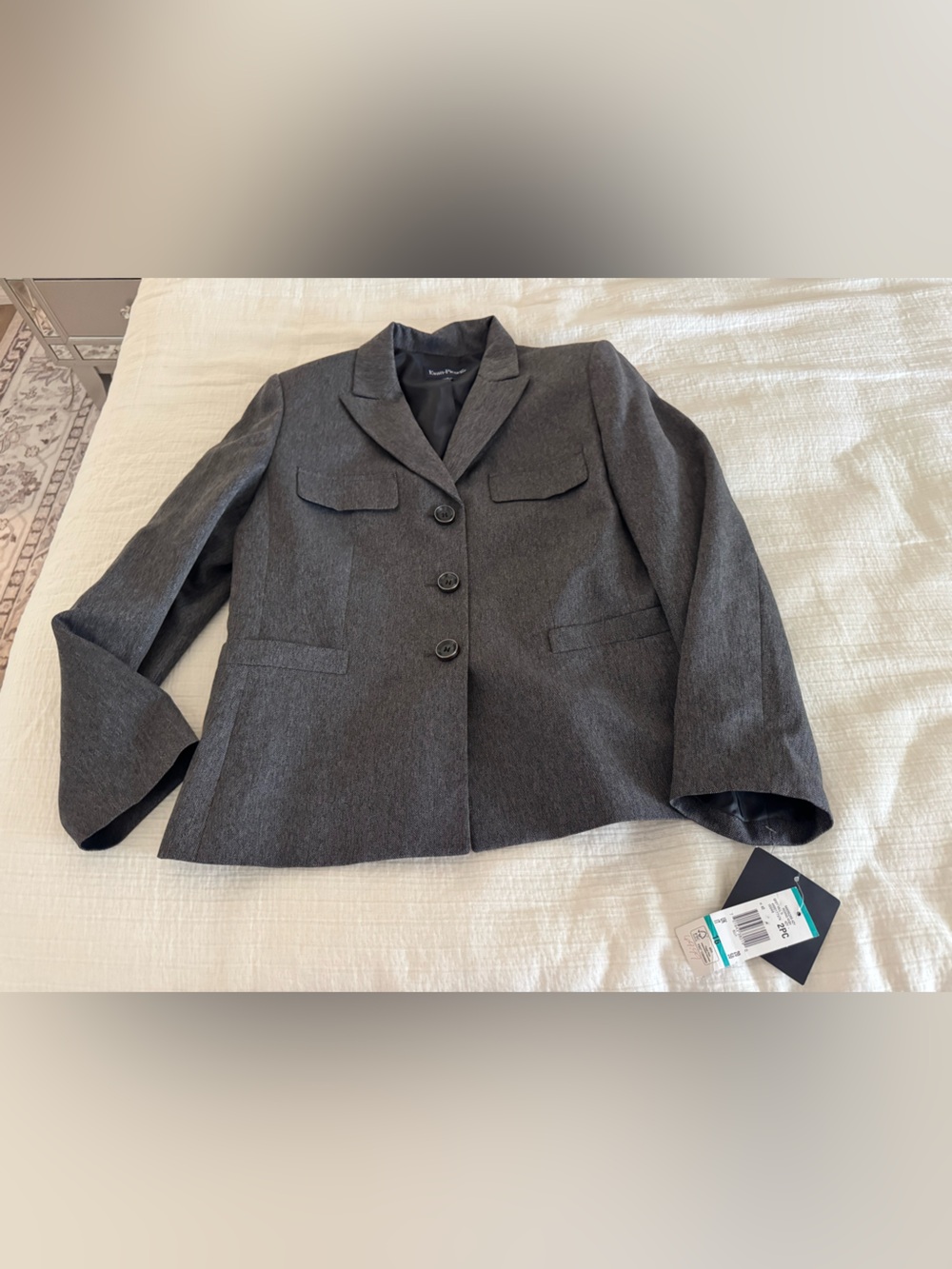 Evan-Picone Charcoal Gray Tailored Blazer Jacket Size 16 NWT